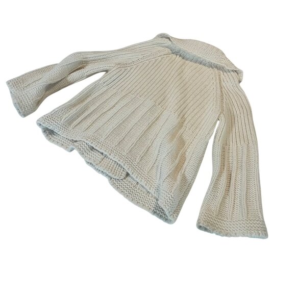 Liz Claiborne Womens Cream Thick Knit Cardigan Sweater Large 3/4 Sleeve - Picture 3 of 11